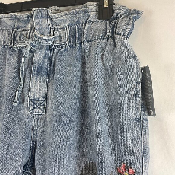 Disney Her Universe Jeans L Blue Paperbag Tie Waist Tapered Leg Minnie Mouse New - Picture 5 of 12